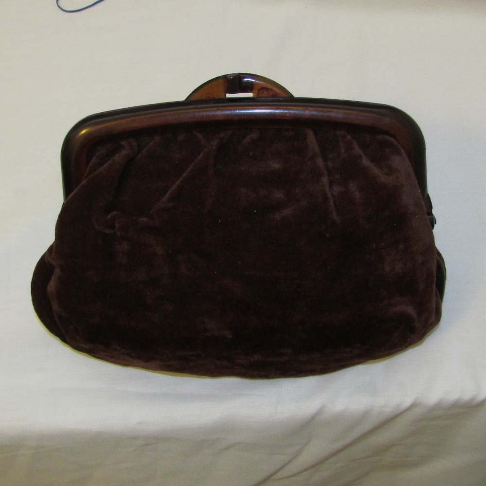VINTAGE BROWN FELT HANDBAG - Picture 3 of 4